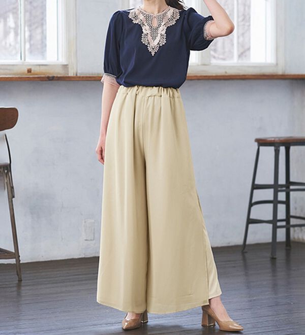 RANAN（ラナン）の「ひんやり！サイドスリットシフォンパンツ（フルレングスパンツ）」｜詳細画像