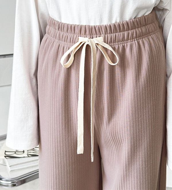 GeeRA（ジーラ）の「ふわふわあったか！裏起毛リブワイドパンツ（フルレングスパンツ）」｜詳細画像