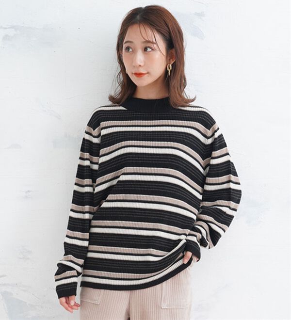 A HAPPY MARILYN（アハッピーマリリン）の「【ＬＬ～６Ｌ】Ｔシャツ感覚で着れる カメレオン級の着回しが叶う リブ ニット（ニット・セーター）」｜詳細画像