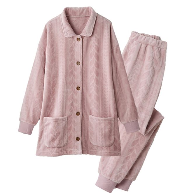 LAVIENNE（ラヴィエンヌ）の「ケーブルフリースジャケットパジャマ（パジャマ・ルームウェア）」｜ローズ
