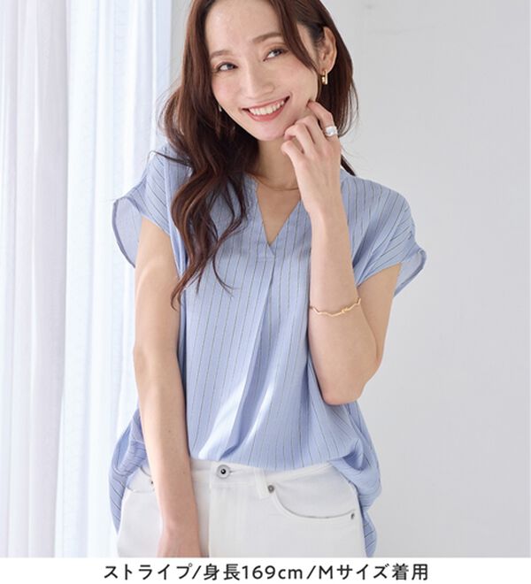 Viola e Viola（ヴィオラ エ ヴィオラ）の「さらさらＥＡＳＹスキッパーフレンチスリーブブラウス（ブラウス）」｜詳細画像