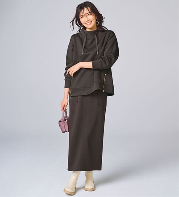 BELLUNA（ベルーナ）の「なめらかタッチ！もっちりん裾ジッププルオーバー（カットソー）」｜詳細画像
