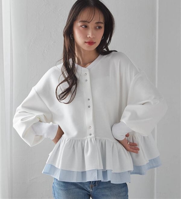 RANAN（ラナン）の「フリルぺプラムショートカーデ（パーカー）」｜詳細画像