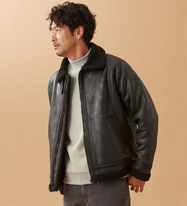 「裏ボアレザー調ジャケット（メンズジャケット）」｜詳細画像