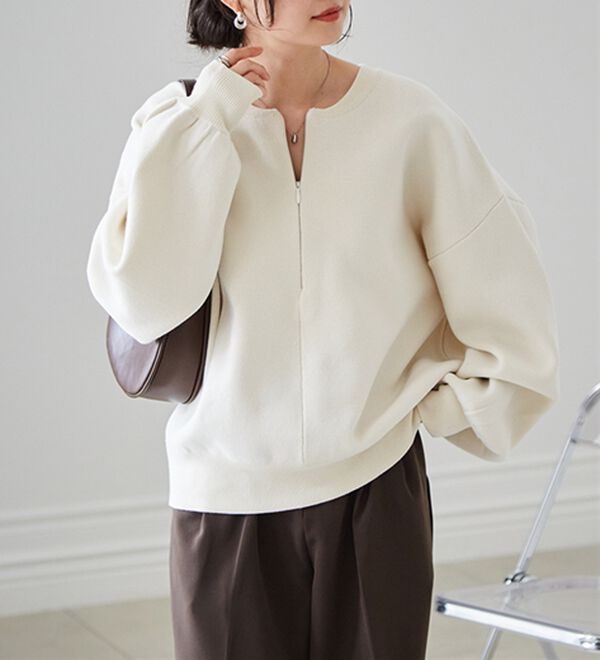 RANAN（ラナン）の「ハーフジップスウェットライクニット（ニット・セーター）」｜詳細画像