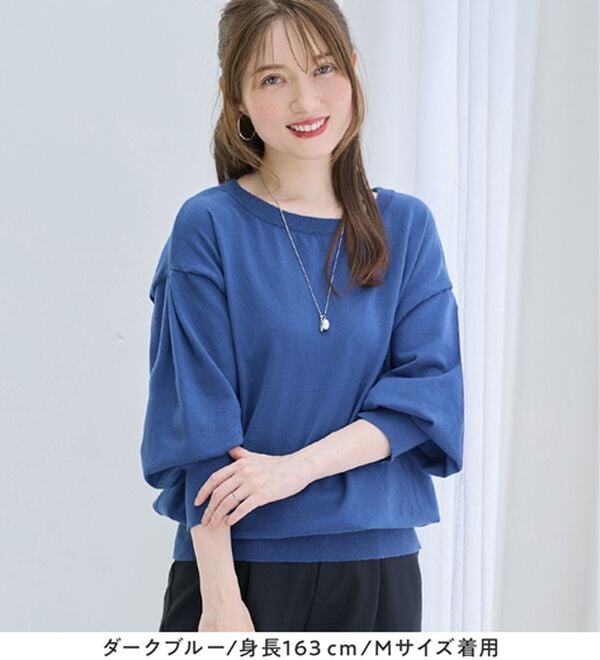 alotta（アロッタ）の「＜洗える＞柔らか綿タッチ！秋これ１枚パフ袖ニット（ニット・セーター）」｜詳細画像
