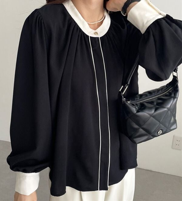 GeeRA（ジーラ）の「前後２ＷＡＹバイカラーブラウス（ブラウス）」｜詳細画像