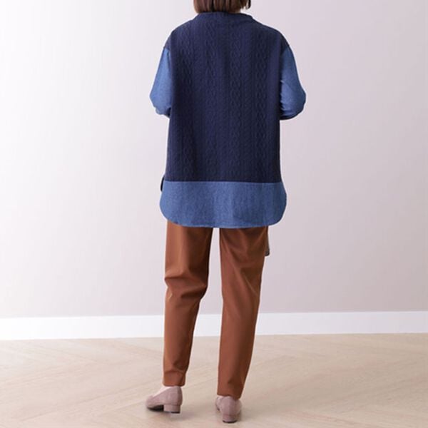 BELLUNA（ベルーナ）の「ケーブルジャカード切替重ね着風チュニック（チュニック）」｜詳細画像