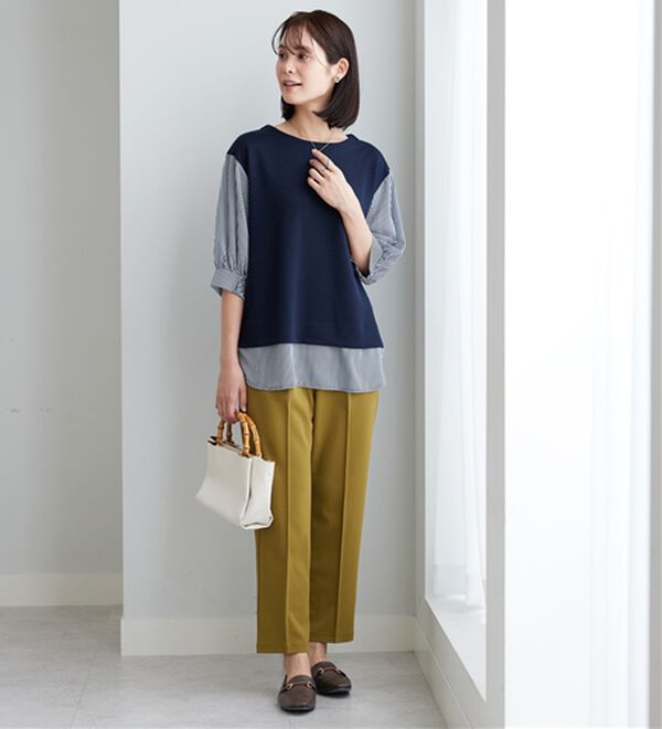 BELLUNA（ベルーナ）の「ラメ調素材シャツフェイクチュニック（チュニック）」｜詳細画像