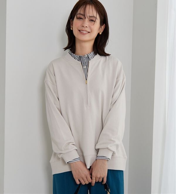 BELLUNA（ベルーナ）の「リブ使いハーフジップ裏毛プルオーバー（カットソー）」｜詳細画像