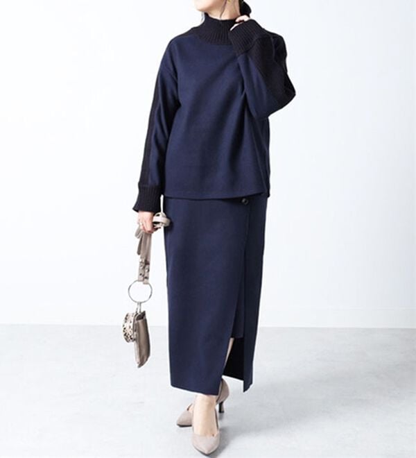 BELLUNA（ベルーナ）の「メルトン素材ボタン使いペンシルスカート（セットアップ）」｜詳細画像