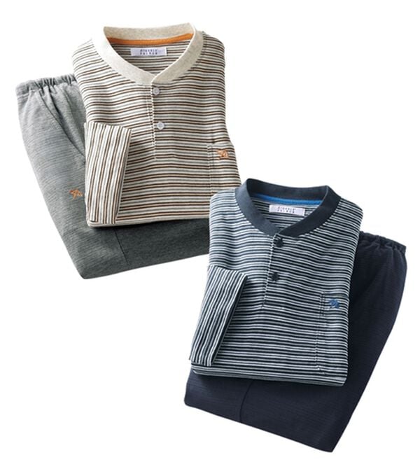 「【２着組】＜アーノルド　パーマー＞綿１００％８分袖快適パジャマ（メンズルームウェア）」｜2着組