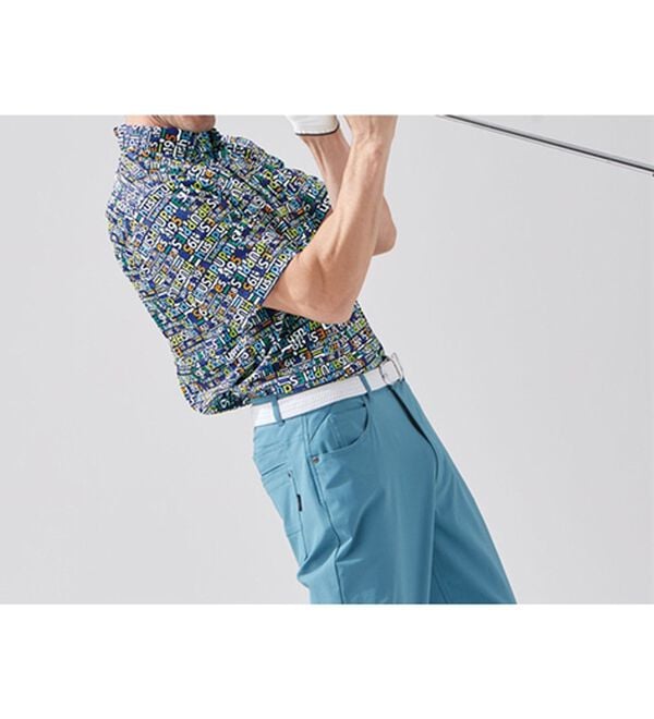 「＜ハッシュパピー・ゴルフ＞総柄ストレッチボタンダウンポロシャツ（メンズポロシャツ）」｜詳細画像