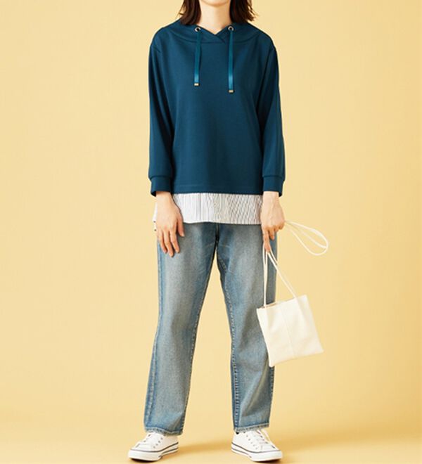 BELLUNA（ベルーナ）の「ワイドネックデザインシャツ切替チュニック（チュニック）」｜詳細画像