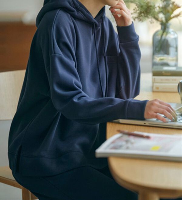 YU'NOW（ユナウ）の「裏起毛パーカー＆ワイドパンツセットアップ（パジャマ・ルームウェア）」｜詳細画像