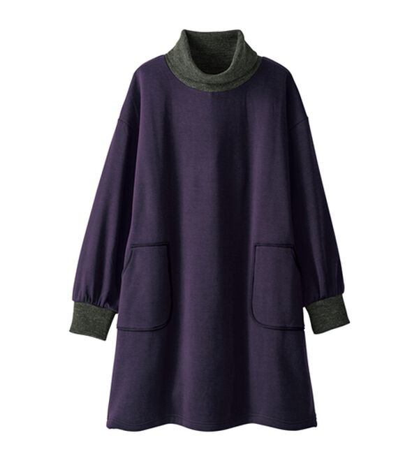 BELLUNA（ベルーナ）の「オフタートルネック配色リブ切替チュニック（チュニック）」｜詳細画像