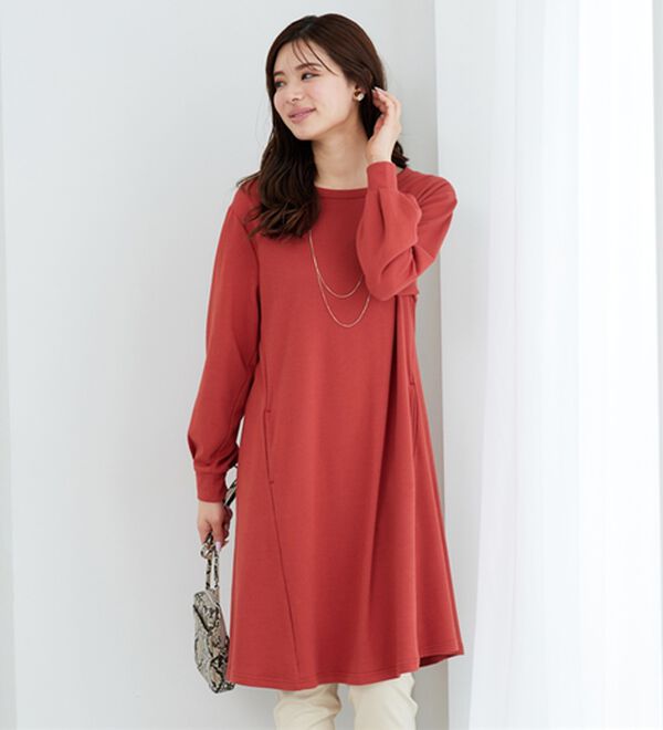 BELLUNA（ベルーナ）の「【吸湿発熱】ポンチ素材チュニックワンピース（チュニックワンピース）」｜詳細画像