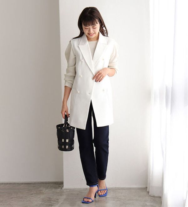 Pierrot（ピエロ）の「【選べるネック】パワーショルダーリブニット（ニット・セーター）」｜詳細画像