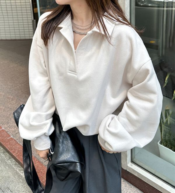 RANAN（ラナン）の「あったか裏起毛衿付きオーバーサイズスウェット（トレーナー・スウェット）」｜詳細画像