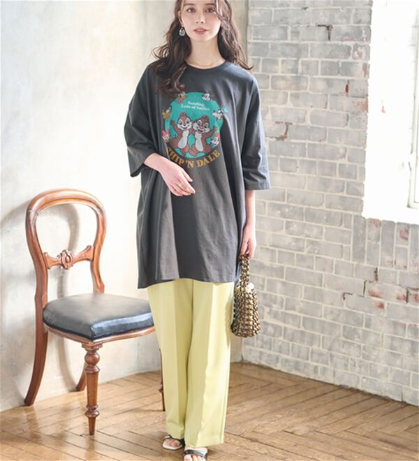 BELLUNA（ベルーナ）の「＜Ｄｉｓｎｅｙ＞【チップ&デール】ビッグ7分袖プリントTシャツ（Tシャツ）」｜詳細画像