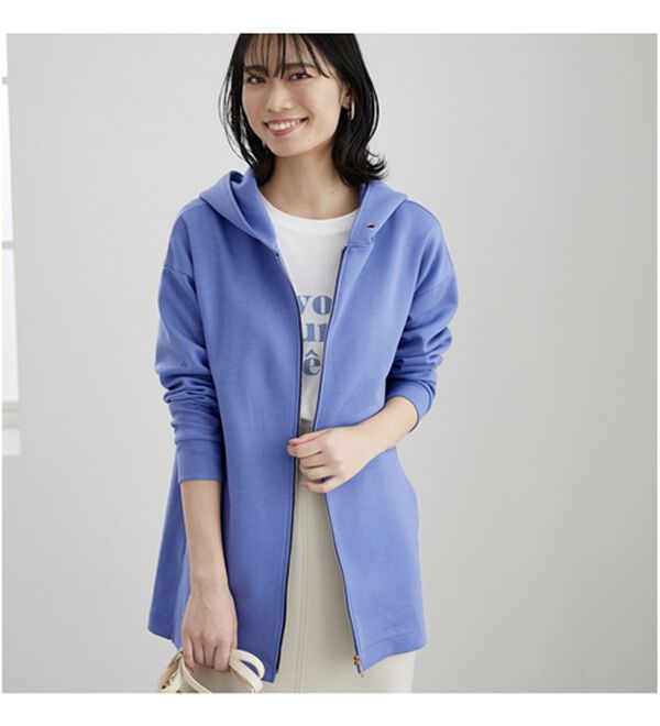 BELLUNA（ベルーナ）の「フードデザインとろみ素材ジップアップパーカー（パーカー）」｜詳細画像