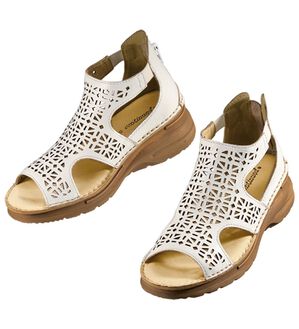 ルフラン（ルフラン）の「ｔｏ　ｂｅ　ｃｏｎｔｉｎｕｅｄ　幾何学柄パンチングサンダル（サンダル・ミュール）」｜ホワイト