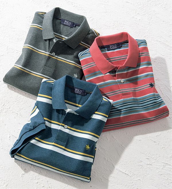 「＜ポロ・ビーシーエス＞ランダムボーダーポロシャツ（メンズポロシャツ）」｜詳細画像