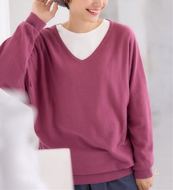 Viola e Viola（ヴィオラ エ ヴィオラ）の「【吸湿発熱】あったか綿１００％チュニックTシャツ（チュニック）」｜詳細画像