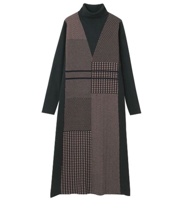 パッチワーク調ニットワンピ - ベルーナ【公式】 