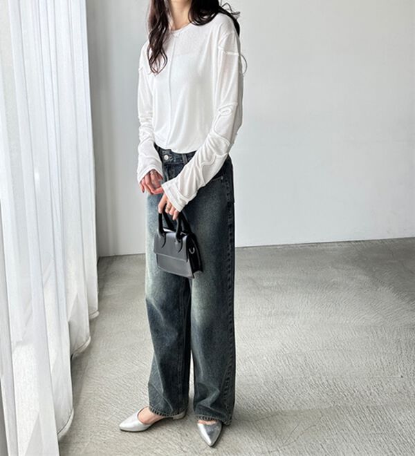 GeeRA（ジーラ）の「コード刺繍スラブシアーカットソー（カットソー）」｜詳細画像