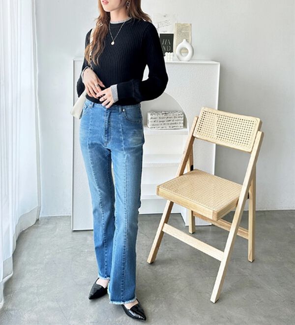 GeeRA（ジーラ）の「【再入荷】レイヤード風モチっと柔らかリブニット（ニット・セーター）」｜詳細画像