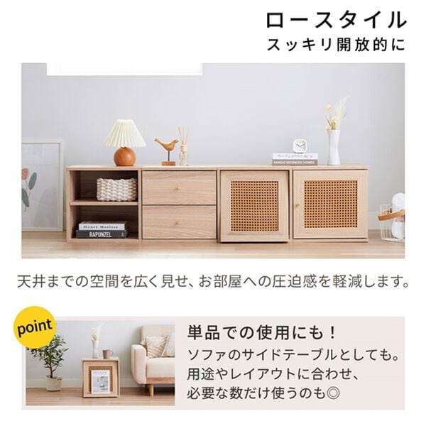 iellio（イエリオ）の「ラタン調キューブボックス４点セット＜収納棚・カラーボックス＞（リビング収納）」｜詳細画像