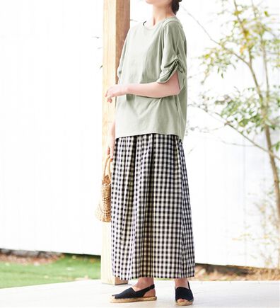 Viola e Viola（ヴィオラ エ ヴィオラ）の「ギンガムギャザーフレアースカート（ロングスカート）」