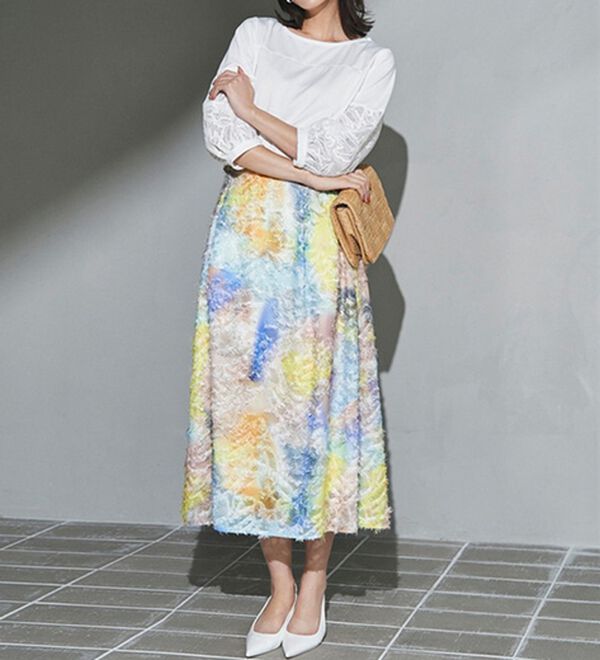 RANAN（ラナン）の「機能付！袖レース切替ロング丈カットソー（チュニック）」｜詳細画像