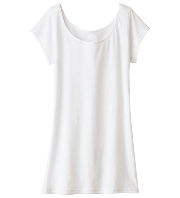 LAVIENNE（ラヴィエンヌ）の「【ムレ嫌いさん必見！】綿１００％涼しいフレンチスリーブインナー＜さらりラボ＞（肌着・インナーウェア）」｜オフホワイト