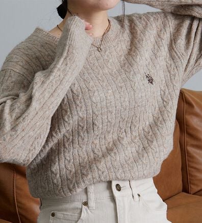 RANAN（ラナン）の「＜U.S.POLO ASSN.ユーエスポロアッスン＞ ワンポイントケーブルニット（ニット・セーター）」