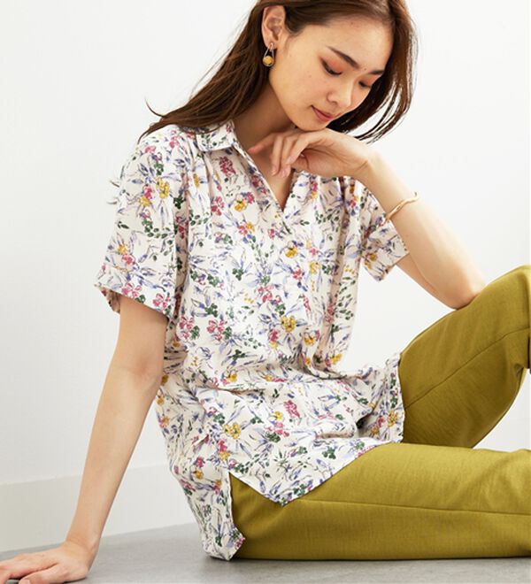 BELLUNA（ベルーナ）の「エアリーツイル裾タックシャツチュニック（チュニック）」｜詳細画像