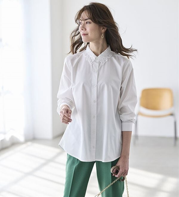 BELLUNA（ベルーナ）の「シャツコーデを更新！衿レースブラウス（ブラウス）」｜詳細画像