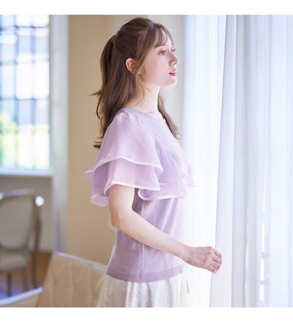 alotta（アロッタ）の「フレアー袖パイピングニットトップス（ニット・セーター）」｜詳細画像