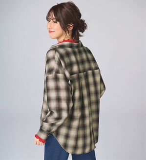 BELLUNA（ベルーナ）の「サラッと軽い！チェック柄シャツチュニック（シャツ）」｜アイボリー系