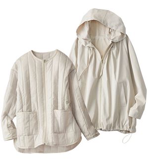 BELLUNA（ベルーナ）の「春まで毎日だって着たい！蓄熱中わたジャケット付アンサンブル（ハーフコート）」｜アイボリー