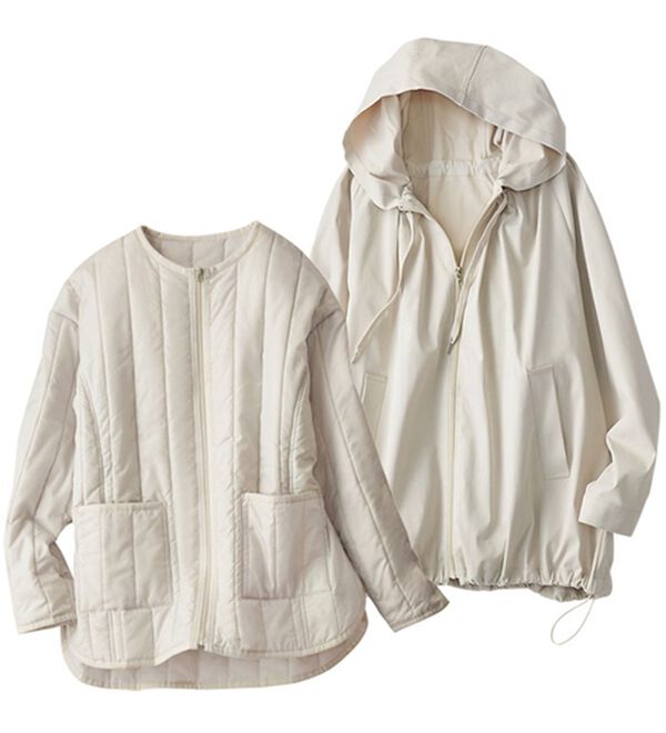 BELLUNA（ベルーナ）の「春まで毎日だって着たい！蓄熱中わたジャケット付アンサンブル（ハーフコート）」｜アイボリー