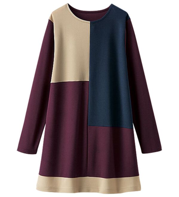 BELLUNA（ベルーナ）の「かのこ素材配色ブロッキングチュニック（チュニック）」｜詳細画像