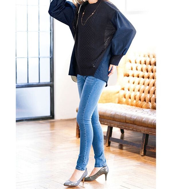 ルフラン（ルフラン）の「デニム切替ニットチュニック（チュニック）」｜詳細画像