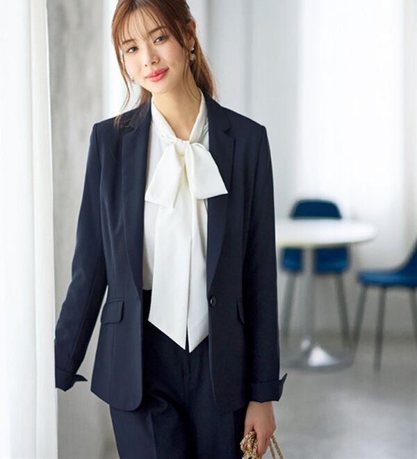 GeeRA（ジーラ）の「【2点セット】選べるボトム！洗えて型くずれしないパンツスーツセット（パンツスーツ）」｜詳細画像