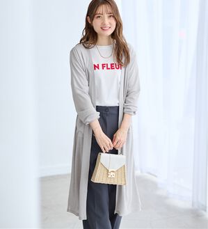 「【選べる丈】さらっと軽いサマーカーディガン（その他カーディガン）」｜ライトグレー／ロング