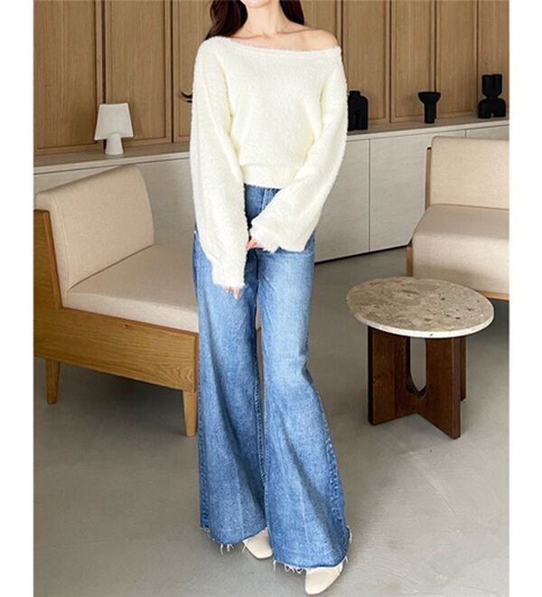 GeeRA（ジーラ）の「【YOUING.】オフショルフェザーヤーンニット（ニット・セーター）」｜詳細画像