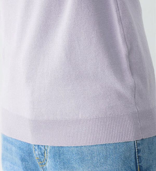 Pierrot（ピエロ）の「【洗濯機で洗える】【ＵＶカット】シルクタッチ半袖ニット（ニット・セーター）」｜詳細画像