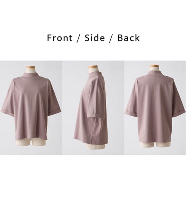 BELLUNA（ベルーナ）の「小顔見せ！ヒンヤリハイネックオーバーサイズＴシャツ（Tシャツ）」｜詳細画像