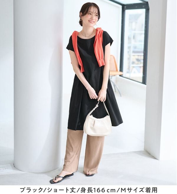 Viola e Viola（ヴィオラ エ ヴィオラ）の「【選べる２丈】綿１００％タック使いワンピース＜Ｓ～４Ｌ＞（チュニックワンピース）」｜詳細画像